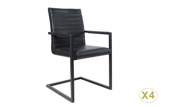 Lot de 4 chaises en simili noir antique