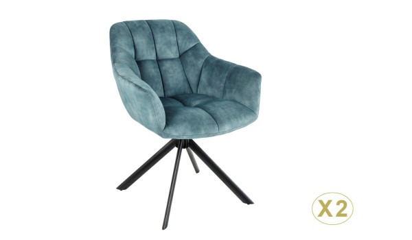 Fauteuils rotatifs velours bleu