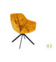 Fauteuils rotatifs métal et velours jaune
