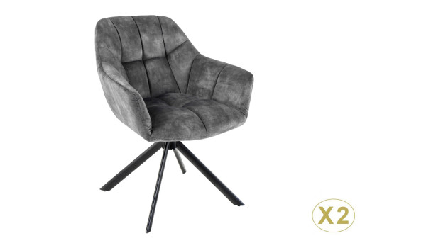 Chaises velours gris et métal