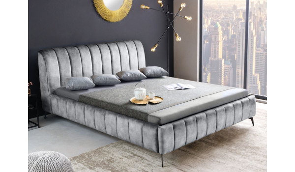 Lit adulte velours gris