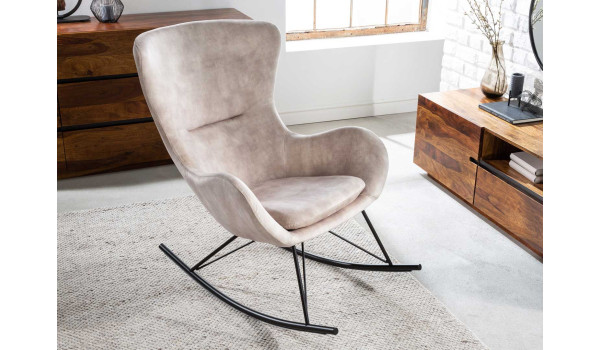 Chaise à bascule champagne et métal noir