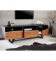 Meuble TV 140 cm noir et acacia naturel
