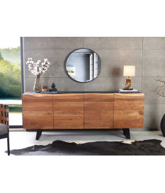 Buffet noir et bois 180 cm
