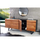 Buffet noir et bois 180 cm