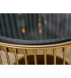 Table basse ronde doré et verre noir