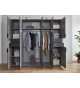 Armoire 7 portes graphite et verre noir