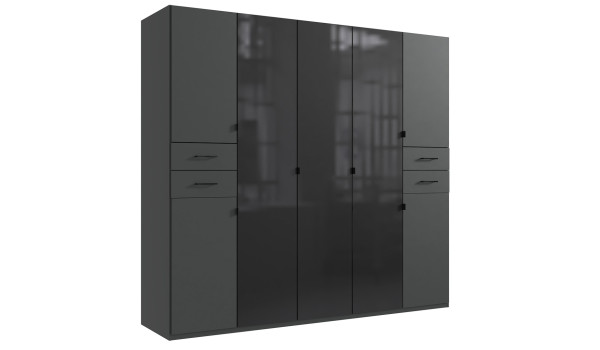 Armoire 7 portes graphite et verre noir