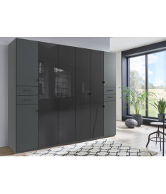 Armoire dressing 270 cm verre noir