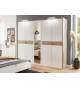Armoire 5 portes blanc et chêne hickory