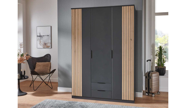 Armoire penderie 3 portes 2 tiroirs
