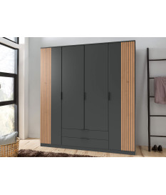 Armoire 180 cm chêne artisan et graphite