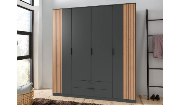 Armoire 180 cm chêne artisan et graphite