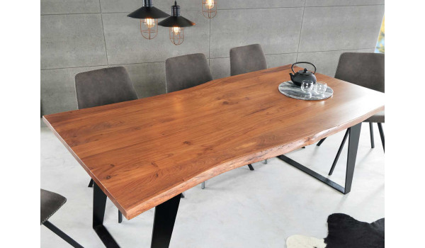 Table de repas 180 cm acacia et métal
