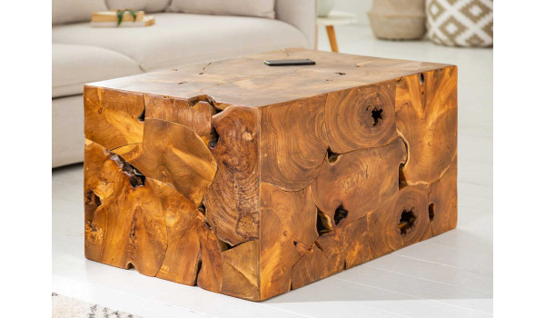Table basse cube 90 cm en teck