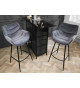 Tabourets de bar en velours gris et métal