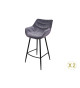 Tabourets de bar en velours gris et métal