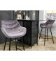 Tabourets de bar en velours gris et métal