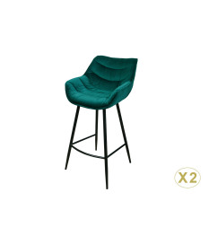 Chaises de bar velours vert émeraude