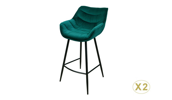 Chaises de bar velours vert émeraude