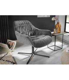 Fauteuil rotatif en velours gris