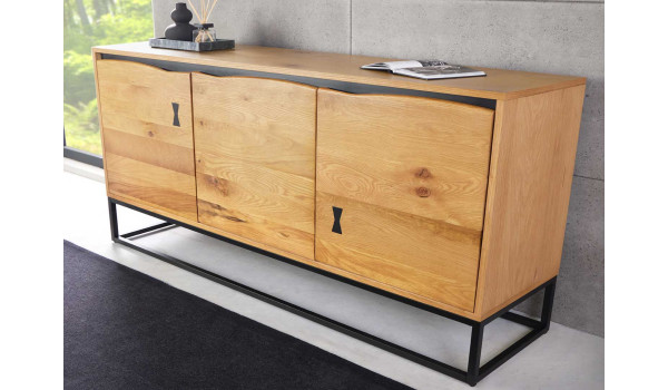 Buffet placage chêne et inclusion papillon noir