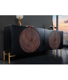 Buffet bois massif mandala sculptés