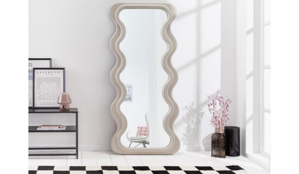 Miroir 160 cm forme vague coloris grège