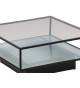 Table basse carrée en verre et métal
