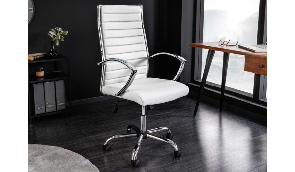 Fauteuil de bureau simili cuir blanc