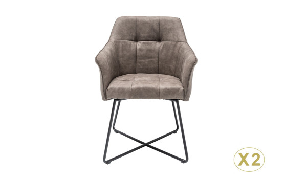 Lot de 2 fauteuils en microfibre taupe
