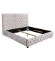 Lit style moderne baroque en velours champagne