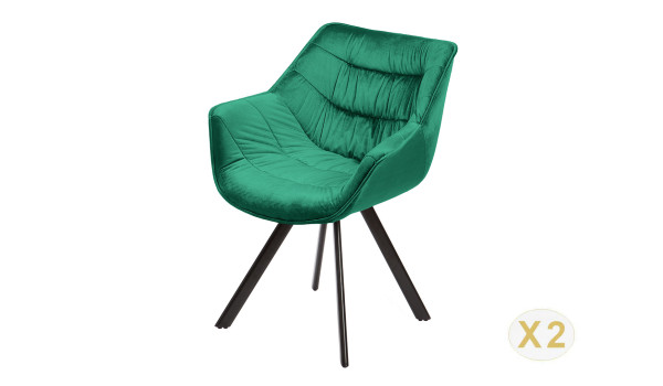 Chaises en velours vert émeraude