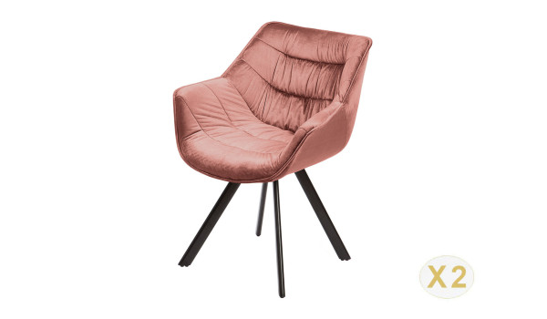 Fauteuils en velours vieux rose