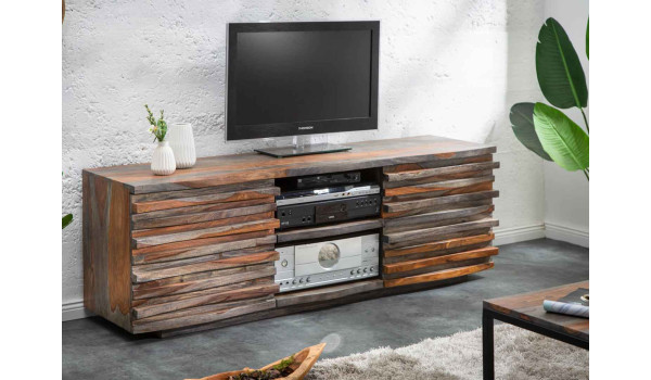 Meuble TV en sesham grisé