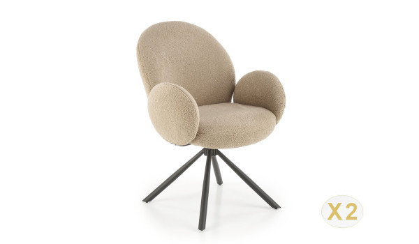 2 Fauteuils pivotants tissu teddy