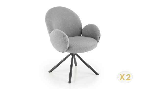 Chaises avec accoudoirs en tissu bouclé