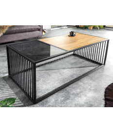 Table basse en verre et métal 100 cm