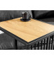 Table d'appoint en métal et aspect chêne