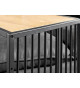 Table d'appoint en métal et aspect chêne