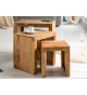 Set de 3 tables d'appoints en bois de manguier