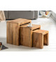 Set de 3 tables d'appoints en bois de manguier