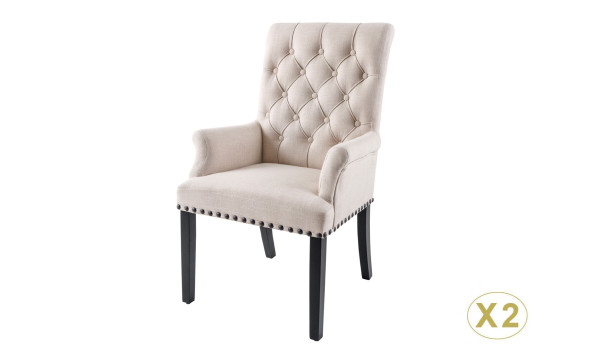 Fauteuils style baroque beige et noir