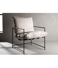 Fauteuil minimaliste métal et lin