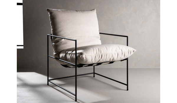 Fauteuil minimaliste métal et lin