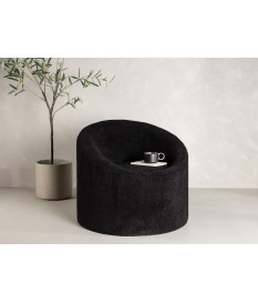 Fauteuil rond bouclette noir
