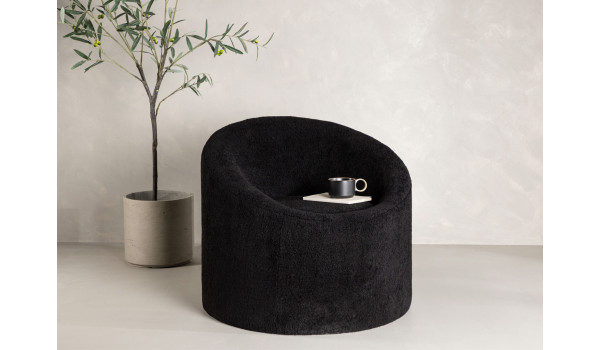 Fauteuil rond bouclette noir