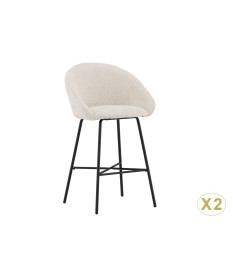 Fauteuils de bar tissu bouclette et métal