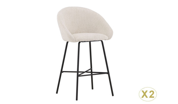Fauteuils de bar tissu bouclette et métal