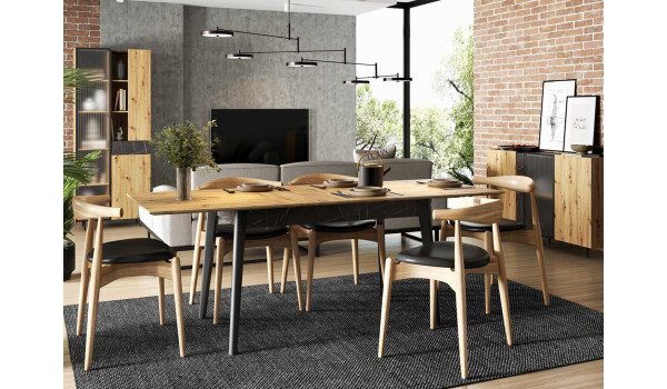 Table de repas extensible bois et métal